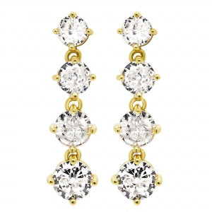 Delino Gold Plated Sterling Silver - Graduating CZ Drop Post Earrings - EP2773-SS-GD