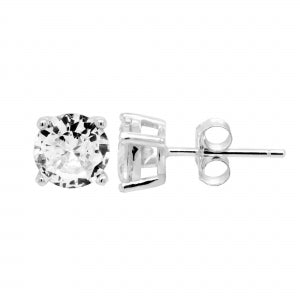 Delino CZ - Rhodium Plated Sterling Silver Post Stud Earrings - EP288-SS-SR