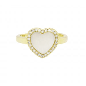 Cameo CZ-Filled Mother-of-Pearl Heart Ring - R3106