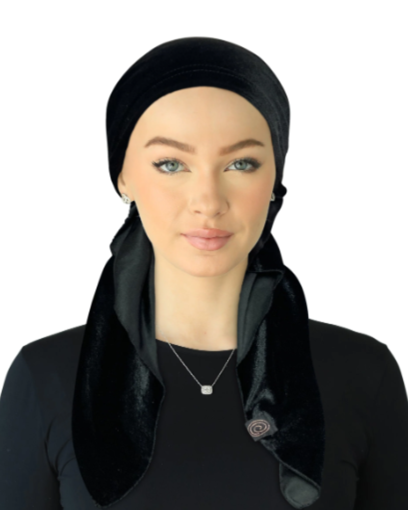 Cherie Accessories Adjustable Pre-Tied Designed Velvet Fabric Headscarves - HA-DESIGNED VELVET