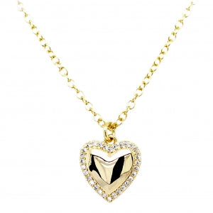 Delino Gold Plated Brass - CZ Heart Necklace - N4672-B-GD