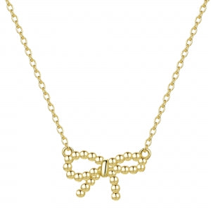 Delino Gold Plated Brass Ball Design Bow Necklace - N4853-B-GD