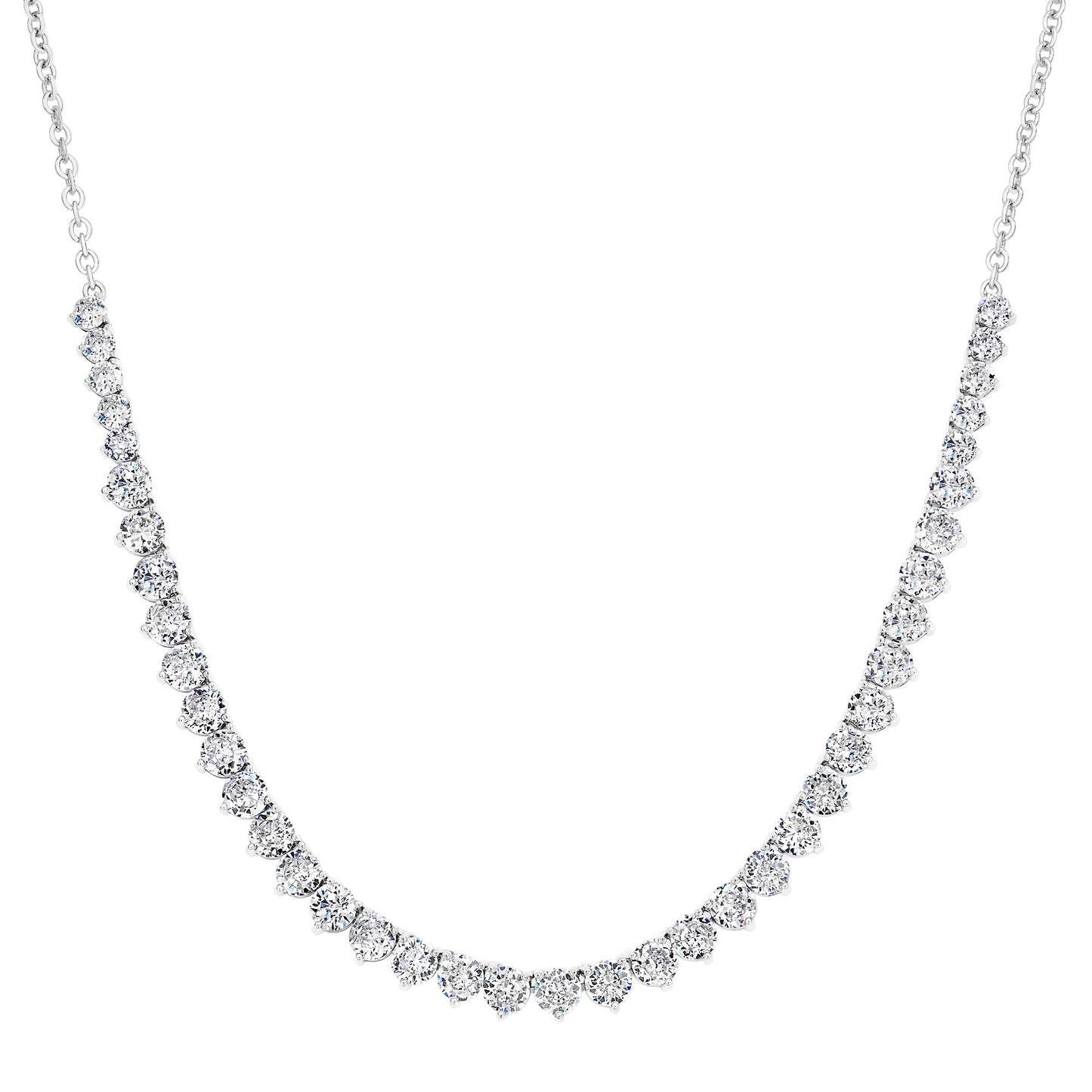 Cameo Graduated 3-Prong Partial Tennis Necklace - TN0009