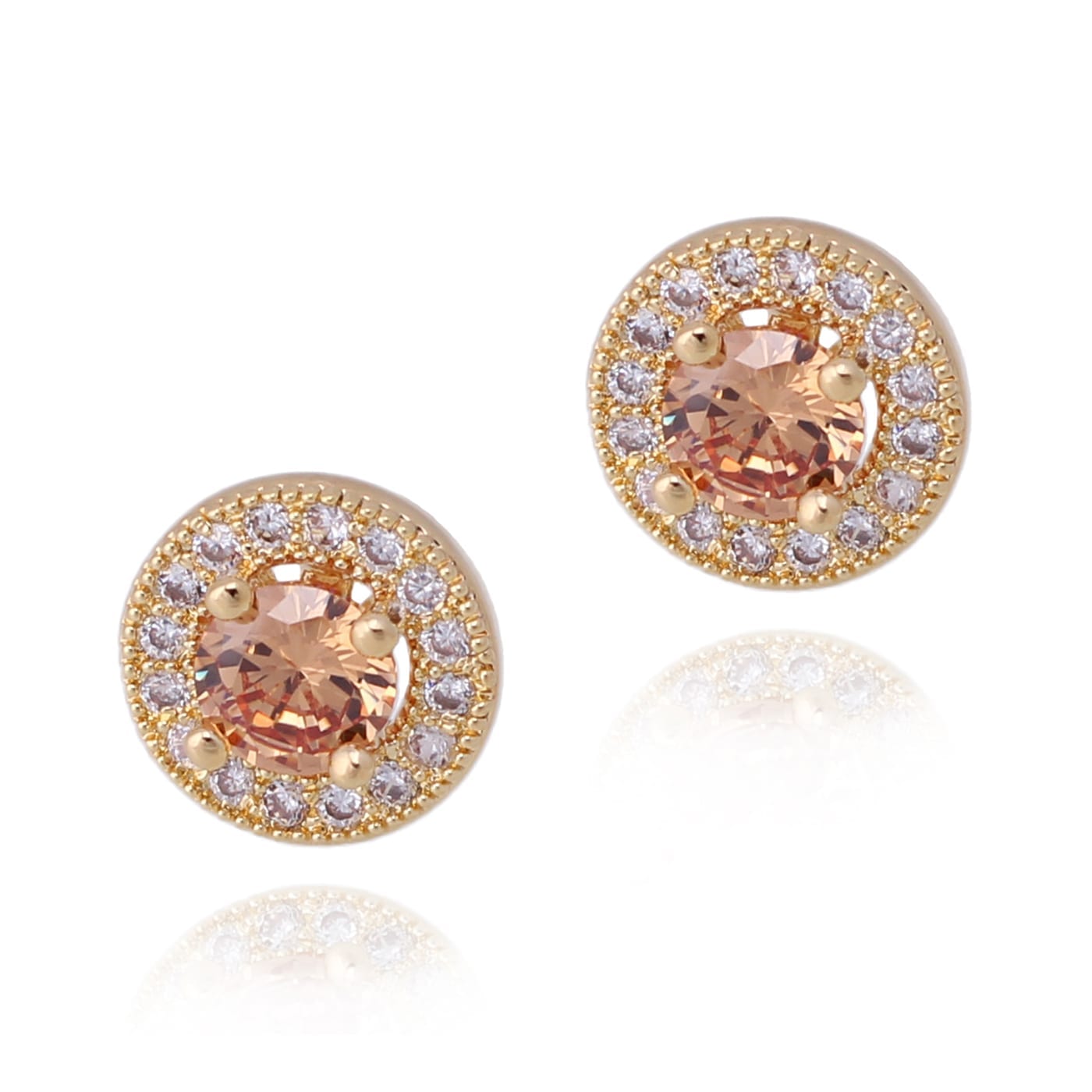 Cameo Colored Stone with Outline CZ Stud Earring - SE20017