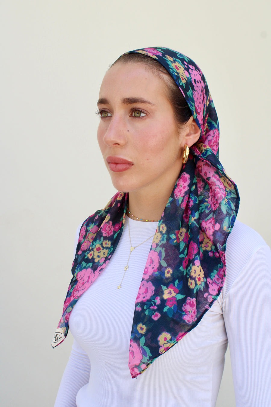 The Scarf Bar Crushed Peonies Square Headscarf - 09-TSB