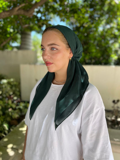 The Scarf Bar Short Classic Pretied Cotton Emerald - 07-TSB