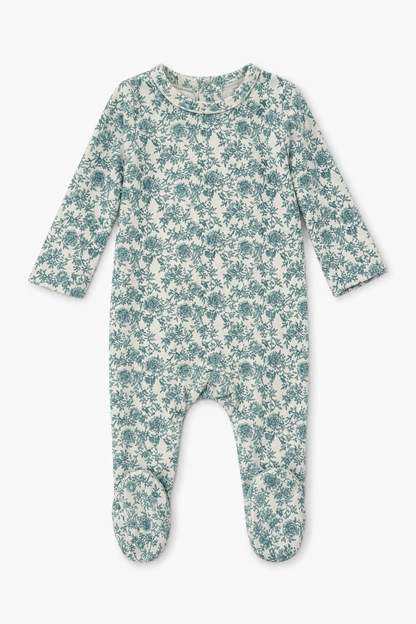 Bonjoy Printed Velour Floral Footie - WLV26004F