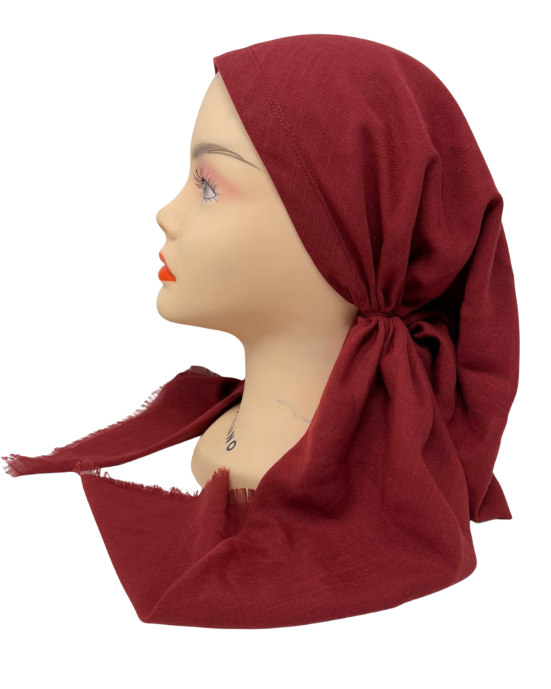 Cherie Accessories Open Back Adjustable Pre-Tied Headscarves Solid Fringe Design - SP-309A