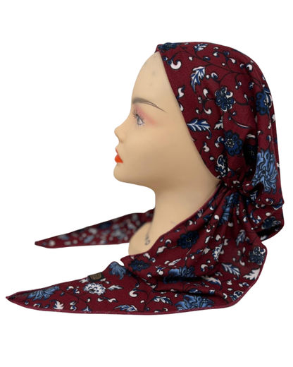 Cherie Accessories Adjustable Pre-Tied Floral Knit Fabric Headscarves - HA-FLORAL KNIT