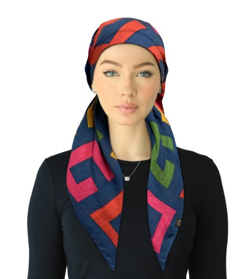 Cherie Accessories Open Back Adjustable Pre-Tied Headscarves Designer Print - SP-315A