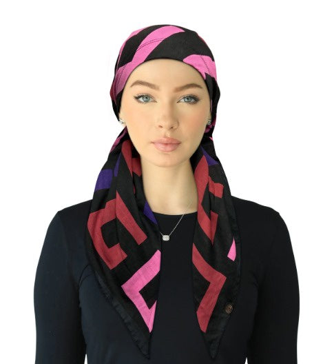 Cherie Accessories Open Back Adjustable Pre-Tied Headscarves Designer Print - SP-315A
