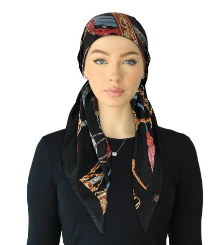 Cherie Accessories Closed Back Adjustable Pre-Tied Headscarves Tassel Print - SPC-319A