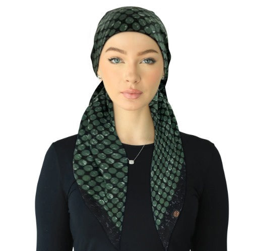 Cherie Accessories Closed Back Adjustable Pre-Tied Headscarves Metallic Dot Design - SPC-323A