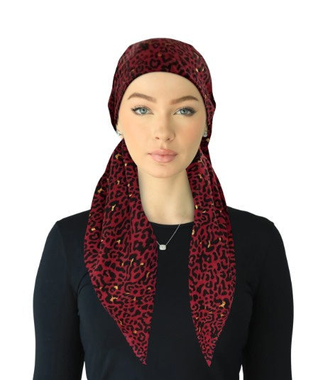 Cherie Accessories Closed Back Adjustable Pre-Tied Headscarves Metallic Leopard - SPC-324A