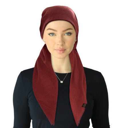 Cherie Accessories Closed Back Adjustable Pre-Tied Headscarves Solid Fringe Design - SPC-309A