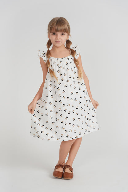 Little Fragile Crinkle Woven Cherry Print Jumper - SB6CP7367J