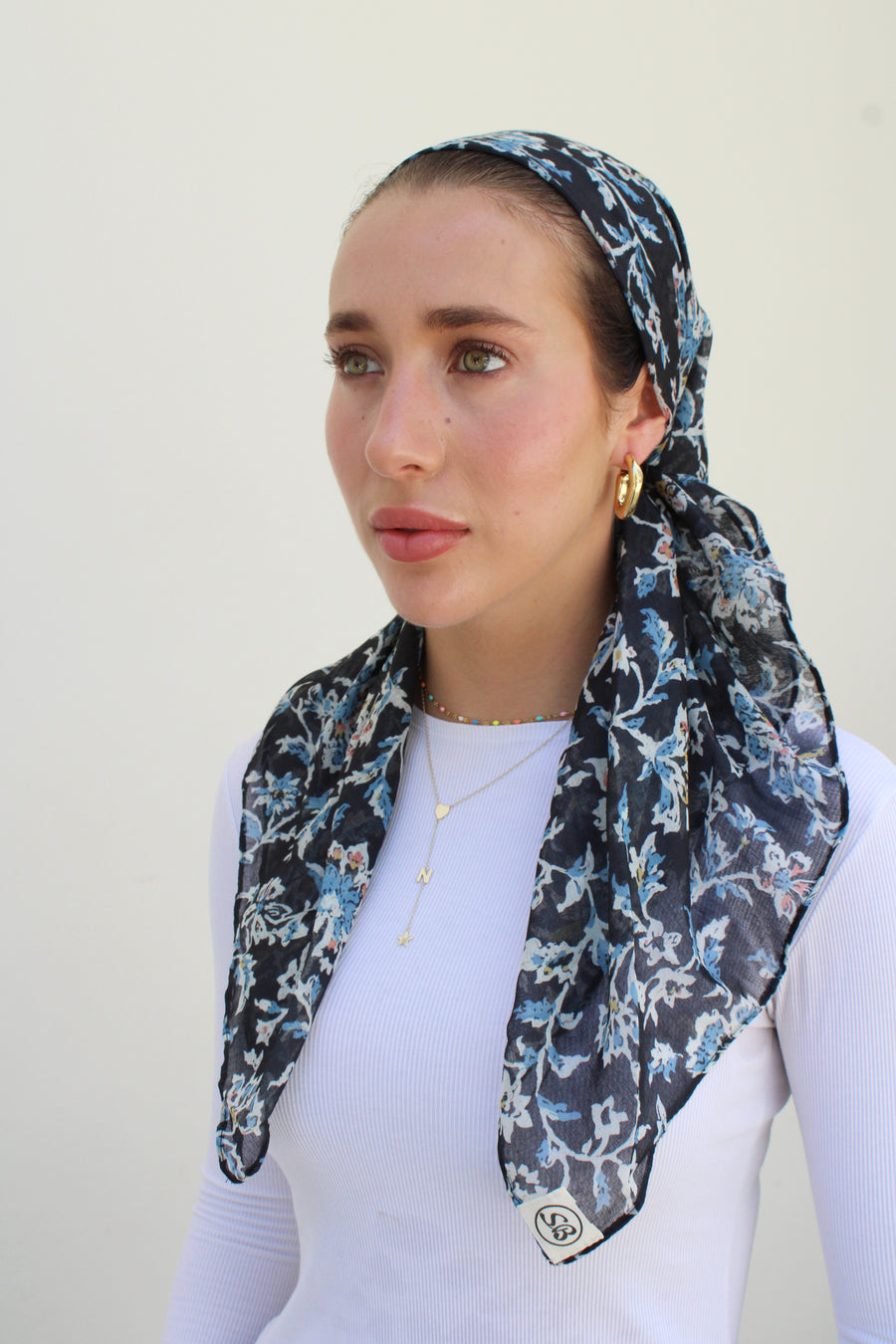 The Scarf Bar Frosted Florals Square Headscarf - 10-TSB