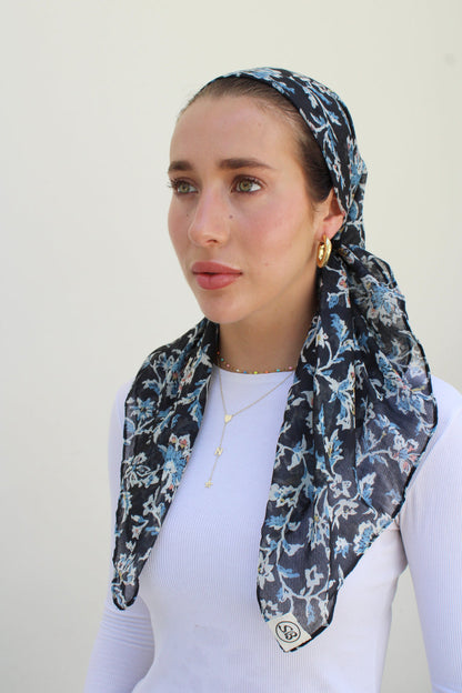 The Scarf Bar Frosted Florals Square Headscarf - 10-TSB