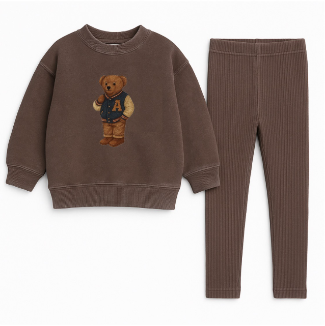Analogie Varsity Bear Sweatshirt Set - AF26TS122B