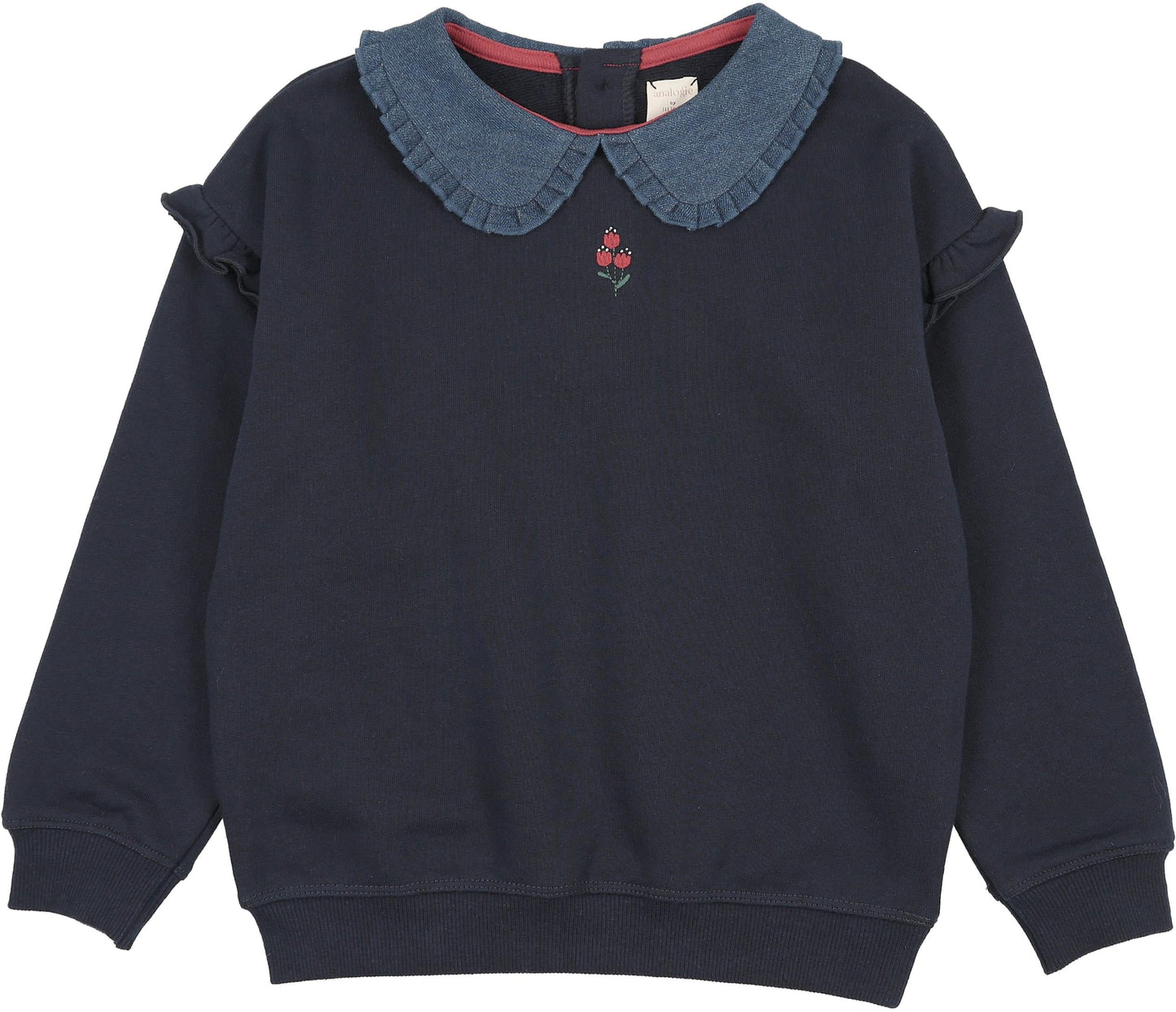Analogie Sweet Campaign Denim Collar Ruffle Sweatshirt - AF26S534