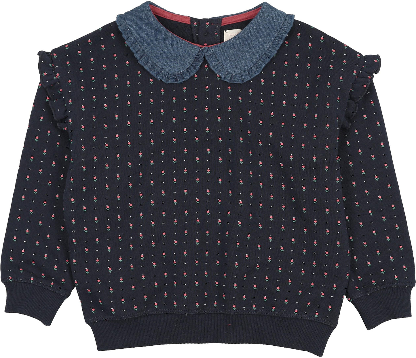 Analogie Sweet Campaign Denim Collar Ruffle Sweatshirt - AF26S534