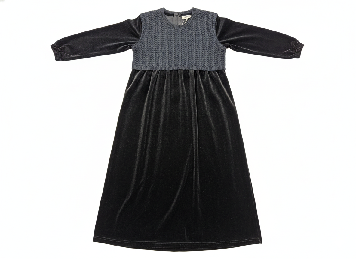 Nino Girl Velour Robe W/ Knit Vest - 25288