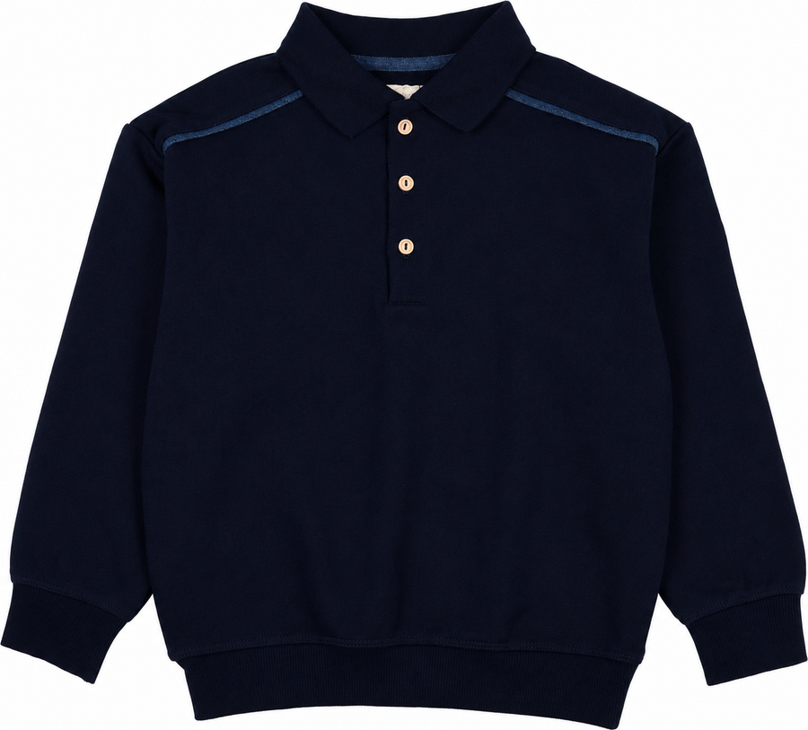 Analogie Sweet Campaign Denim Trim Polo Sweatshirt - AF26S536