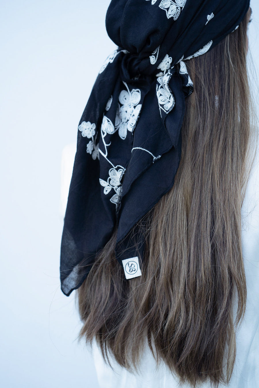 The Scarf Bar Floral Embroidery Square Headscarf - BFE-TSB