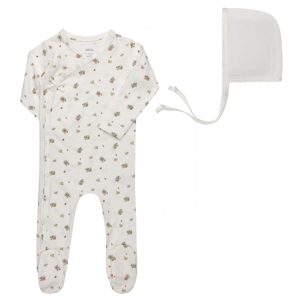 Aurora Jersey Cotton Floral Print Collection Footie + Bonnet - ASS26-0063-FB