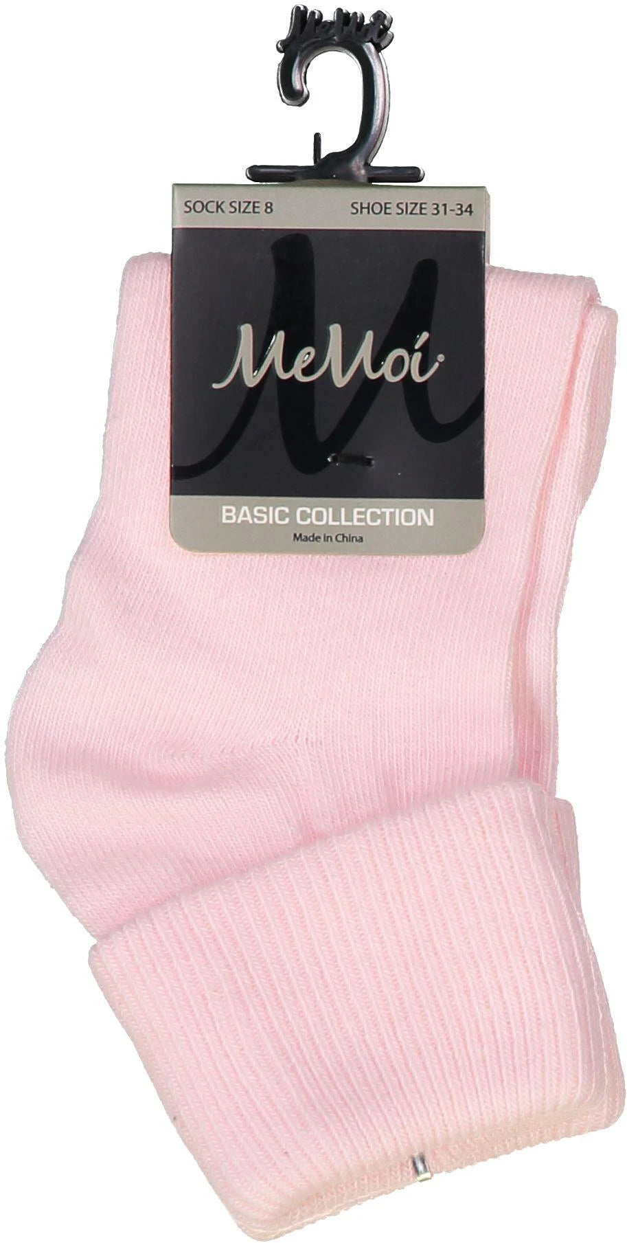 Memoi Kids Triple Roll Cotton Blend Ankle Socks Bubble Gum - Mk-5058
