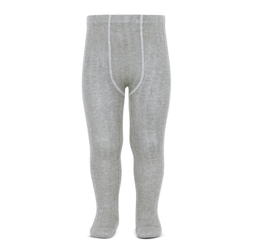 Condor Ribbed Cotton Tights 221 Aluminum - 32016/1
