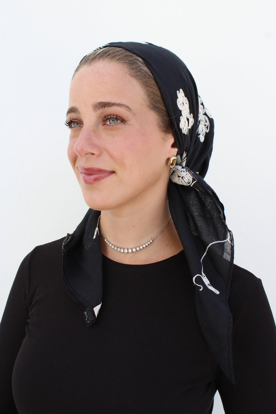 The Scarf Bar Floral Embroidery Square Headscarf - BFE-TSB