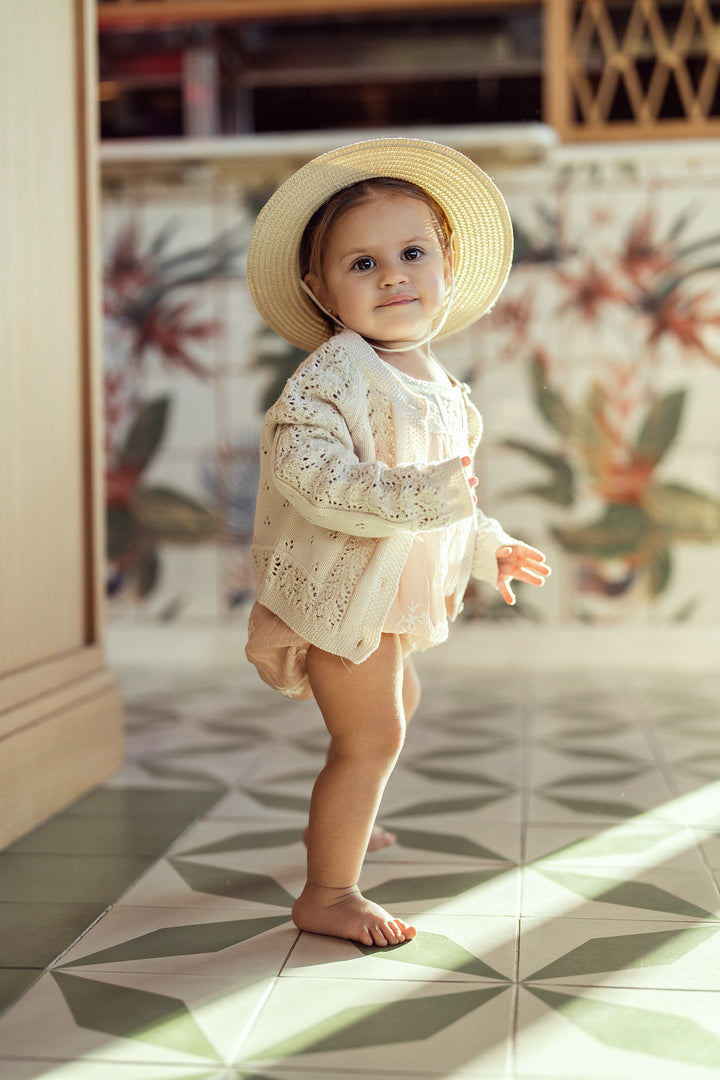 Clô  Flower Embroidery Bubble With Square Crochet Neck - SB5CP7146B