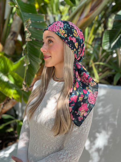 The Scarf Bar Crushed Peonies Square Headscarf - 09-TSB