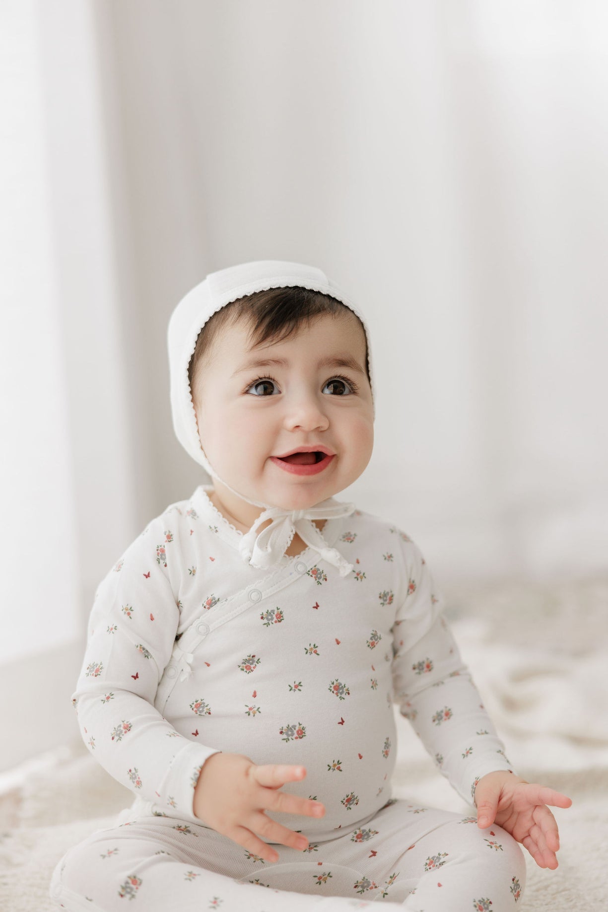 Aurora Jersey Cotton Floral Print Collection Footie + Bonnet - ASS26-0063-FB