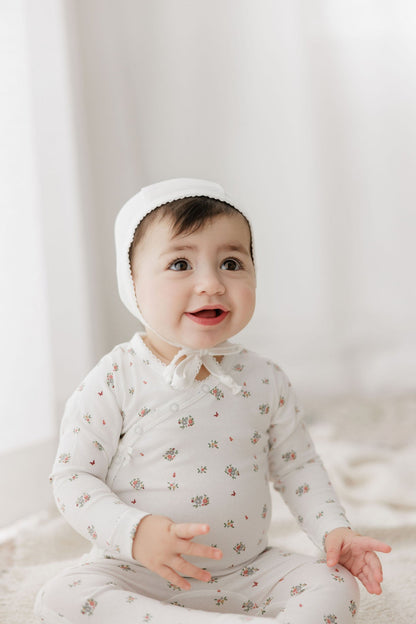 Aurora Jersey Cotton Floral Print Collection Footie + Bonnet - ASS26-0063-FB