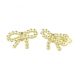 Delino Gold Plated On Surgical Steel Twisted Bow Screw-back Post Earrings - 3EPS4853-SU-GD
