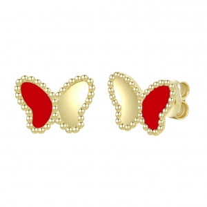 Delino Gold Plated Surgical Steel Gold And Lapis Butterfly Screwback Earrings - 3EPS4854-SU-GD