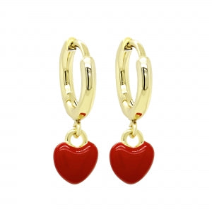 Delino Heart - Gold Plated Surgical Steel Huggie Hoop Earrings - 3EW16044-SU-GD