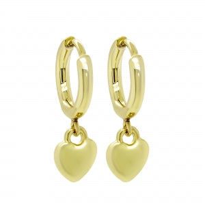 Delino Heart - Gold Plated Surgical Steel Huggie Hoop Earrings - 3EW16044-SU-GD