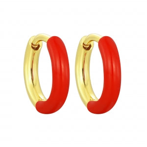 Delino Front Enamel Gold Plated Surgical Steel 12X12Mm Hoop Earring - 3EW4805-SU-GD