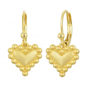 Delino Red Enamel Heart Gold Plated Surgical Steel Lever Back Earrings - 3EW4836-SU-GD