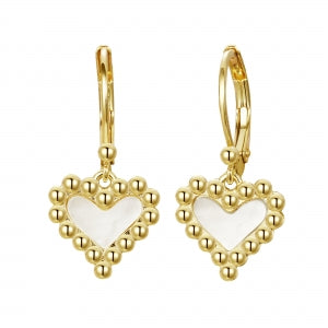 Delino Red Enamel Heart Gold Plated Surgical Steel Lever Back Earrings - 3EW4836-SU-GD