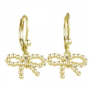 Delino Gold Plated Surgical Steel Red Enamel Hanging Twisted Bow Leverback Earrings - 3EW4853-SU-GD