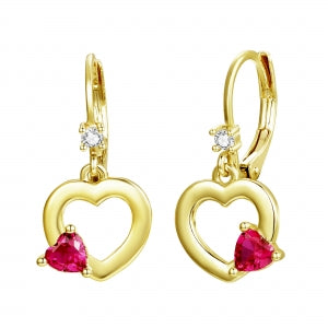 Delino White Heart Shaped Cz On Open Heart Gold Plated Surgical Steel Lever Back Earrings - 3EW4870-SU-GD