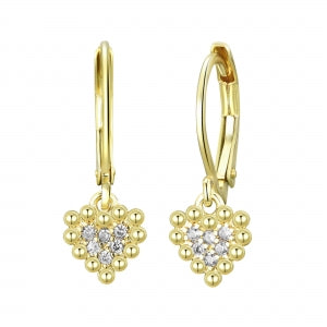 Delino Gold Plated Surgical Steel Ruby Pave Heart Lever Back Earring - 3EW4883-SU-GD