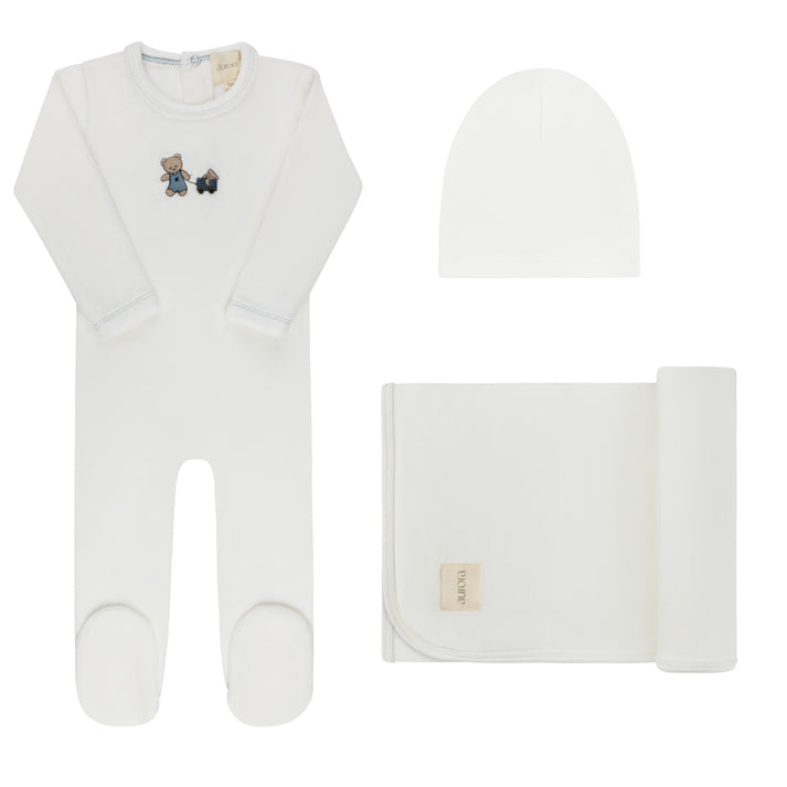 Aurora Embroidered Bear Take Me Home Footie Set - AAW26-0098-GBG