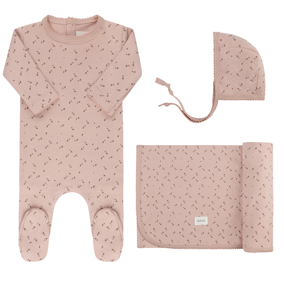 Aurora Floral Leaf Take Me Home Footie Set - AAW26-0085-GBG