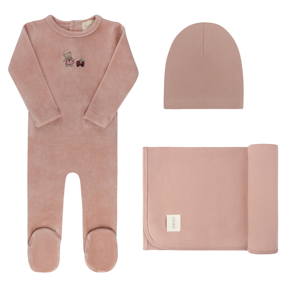 Aurora Embroidered Bear Take Me Home Footie Set - AAW26-0097-GBG