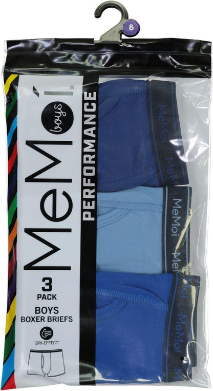Memoi Dri-Effect Performance Boys Boxer Brief 3Pair Pack - MKU1400